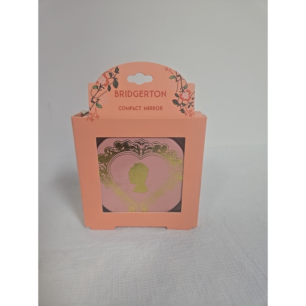 Bridgerton Compact Mirror Netflix Series Pink Gold Cameo Heart Collectible Boxed
